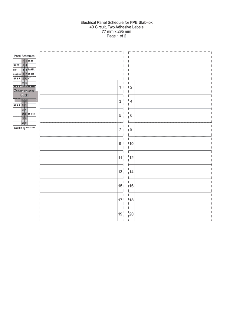 Free Printable Circuit Panel Labels