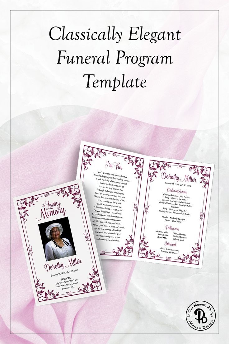 Funeral Program Printable Obituary Template