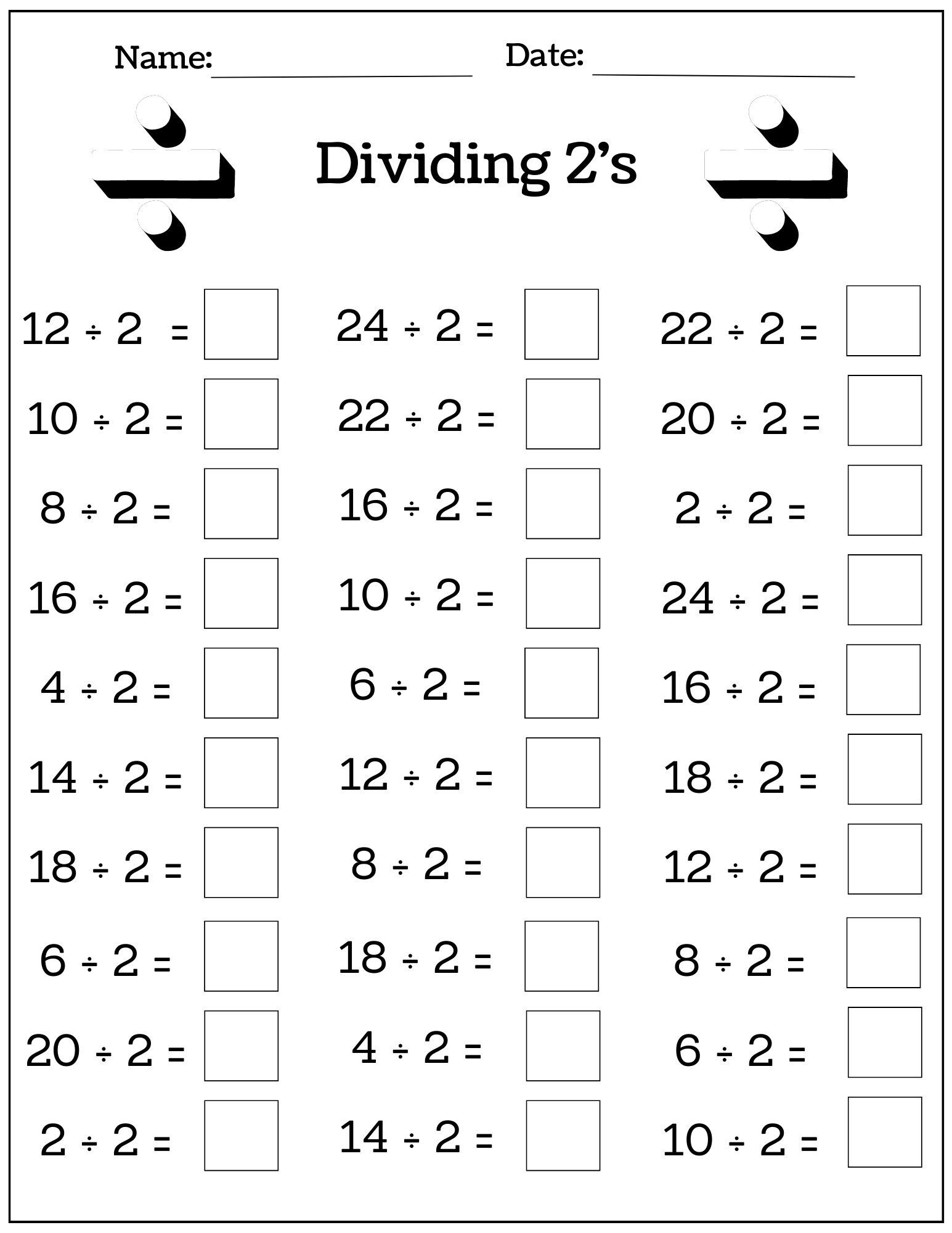Division Worksheets Etsy