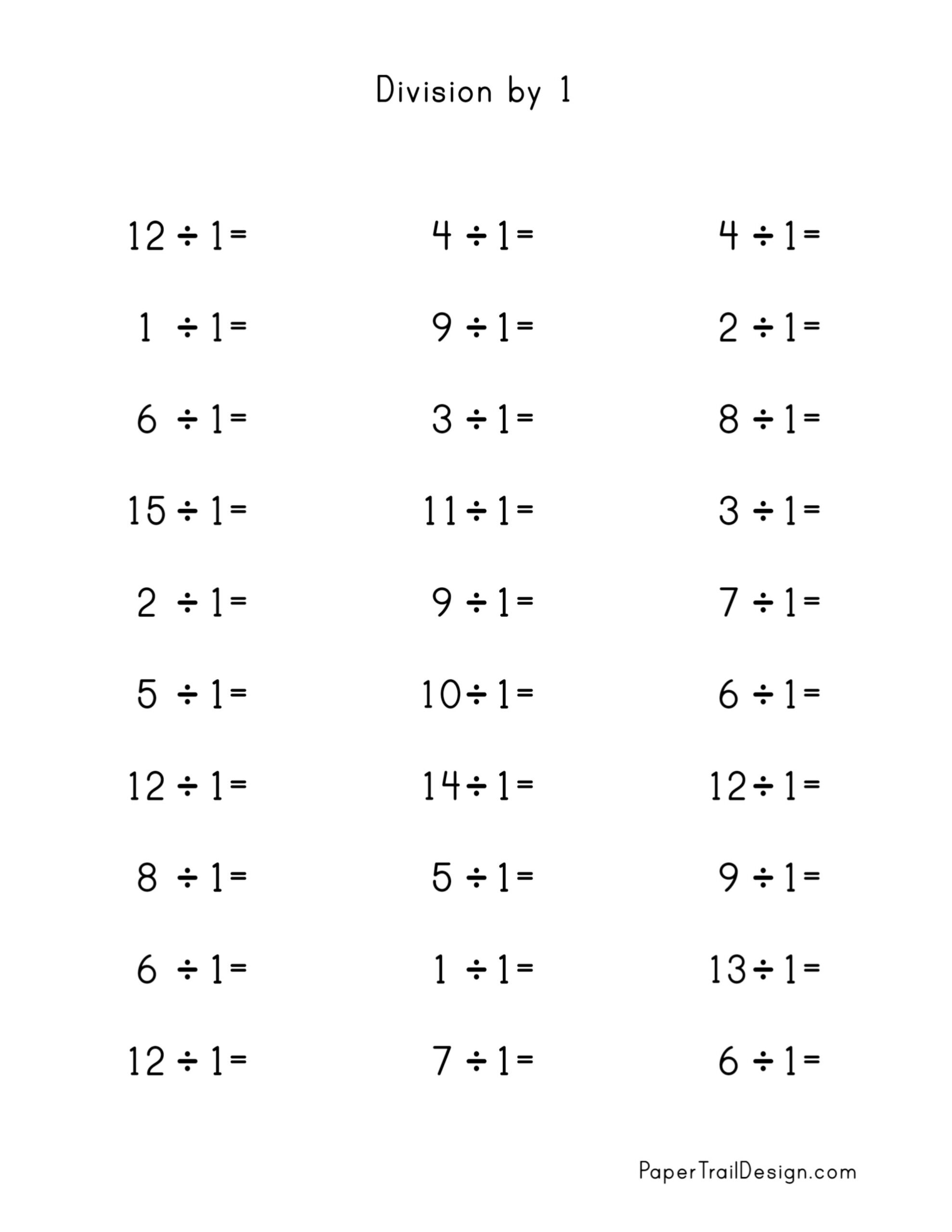 Division Worksheets For Division Facts 1 12 Paper Trail Design Worksheets Library