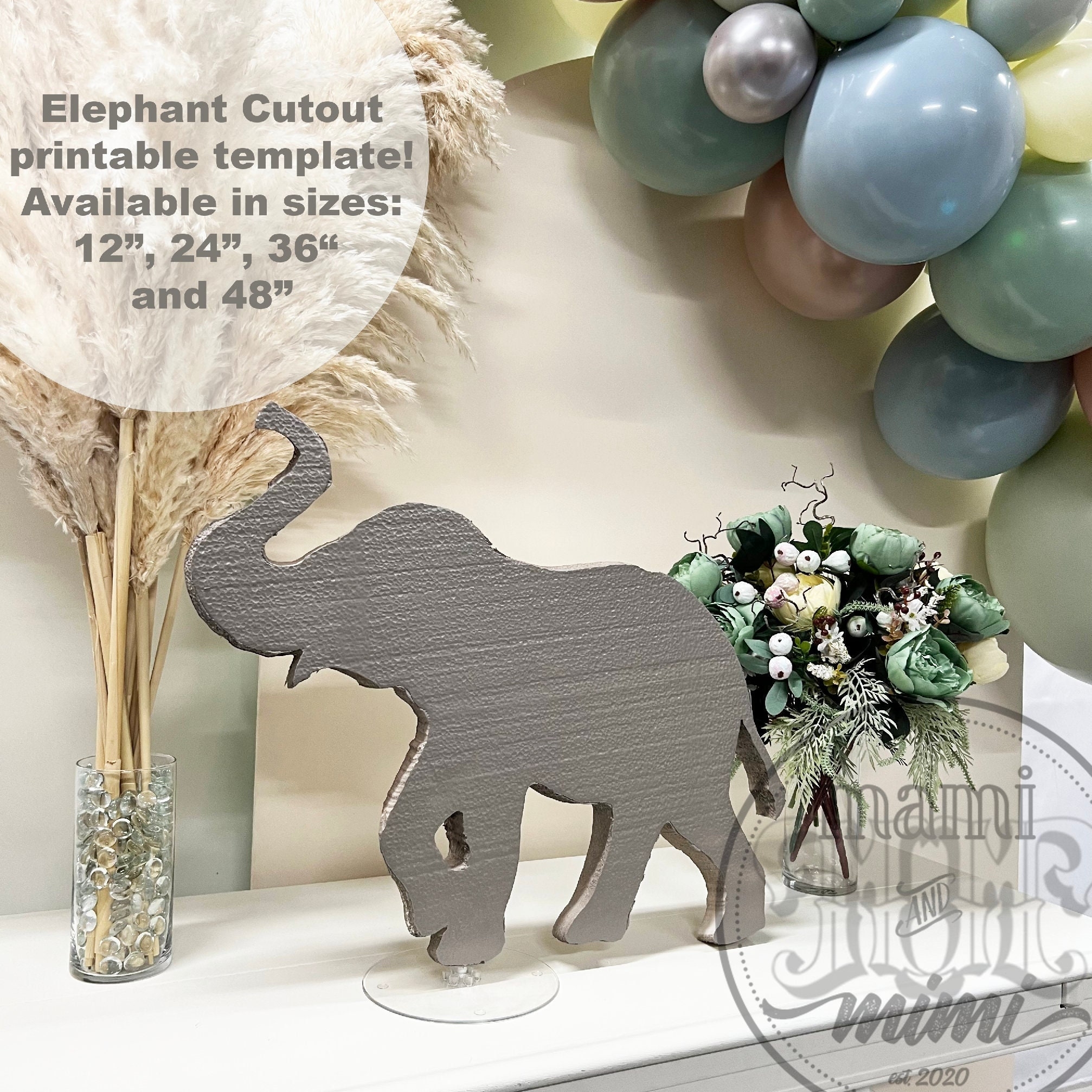 DIY 24 Inch Baby Elephant Baby Shower Decoration Printable Cutout Template Safari Animal Elephant Baby Shower Birthday Decoration Template Etsy UK