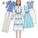 Doll 14 Paper Doll Red Head Doll Blue Vintage Fashion Blue Paisley Fashion Printable Paper Doll Coloring Page Etsy