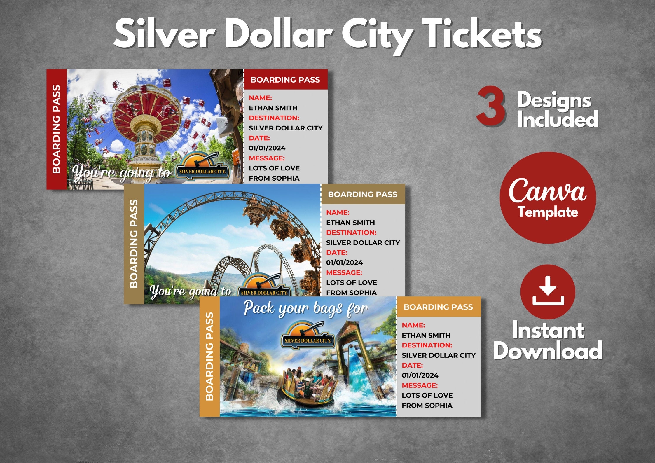 Editable Silver Dollar City Surprise Ticket Template Printable Silver Dollar City Boarding Pass Template Silver Dollar City Vacation Trip Etsy