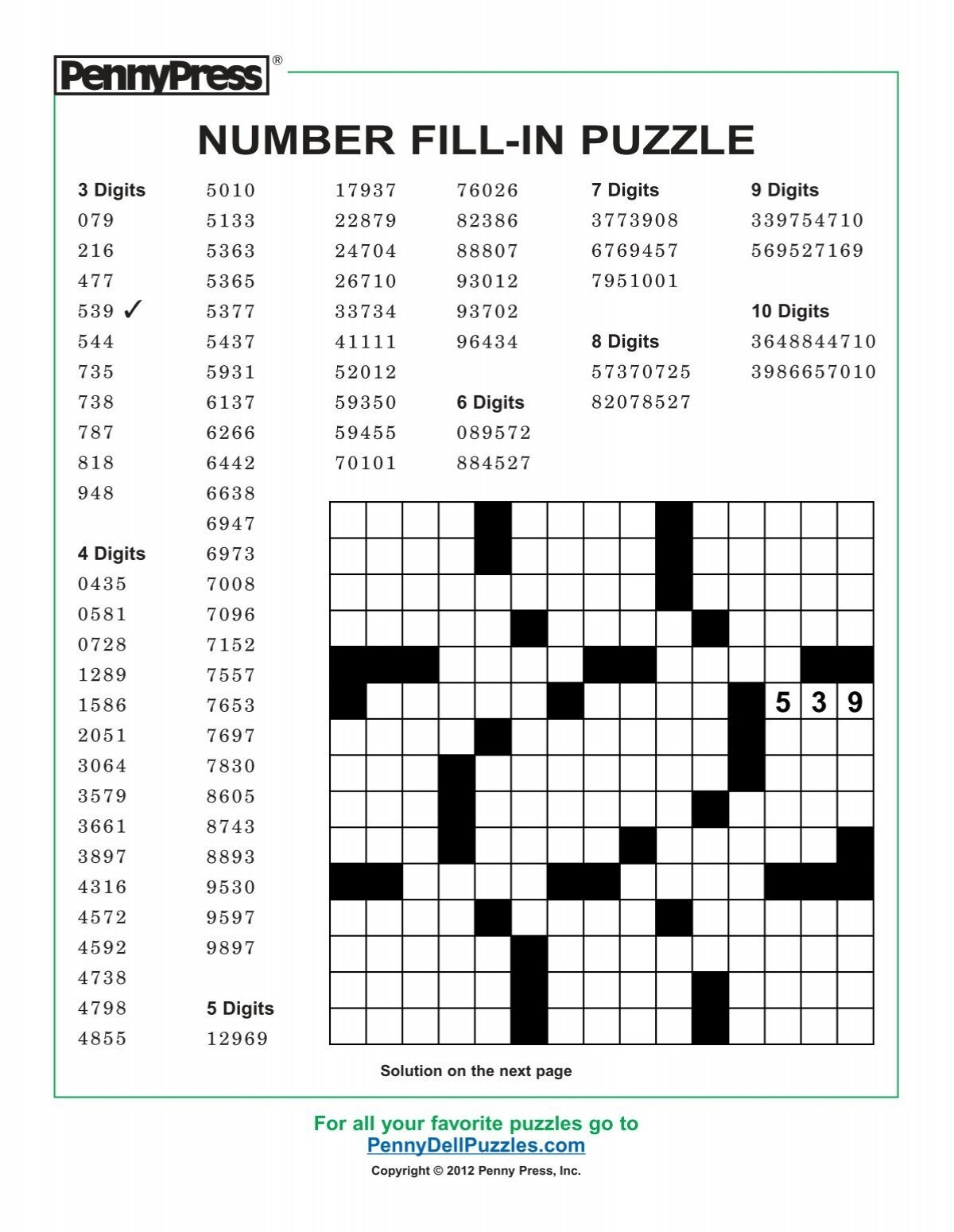 Free Printable Fill In Puzzles Online