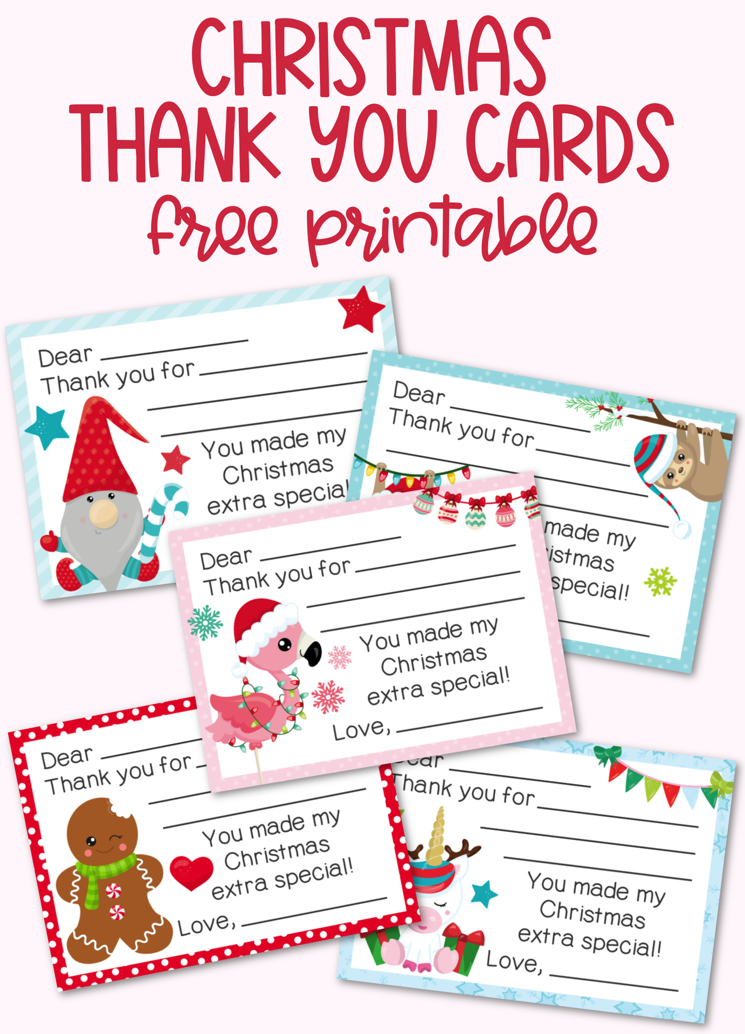 Printable Christmas Thank You Cards