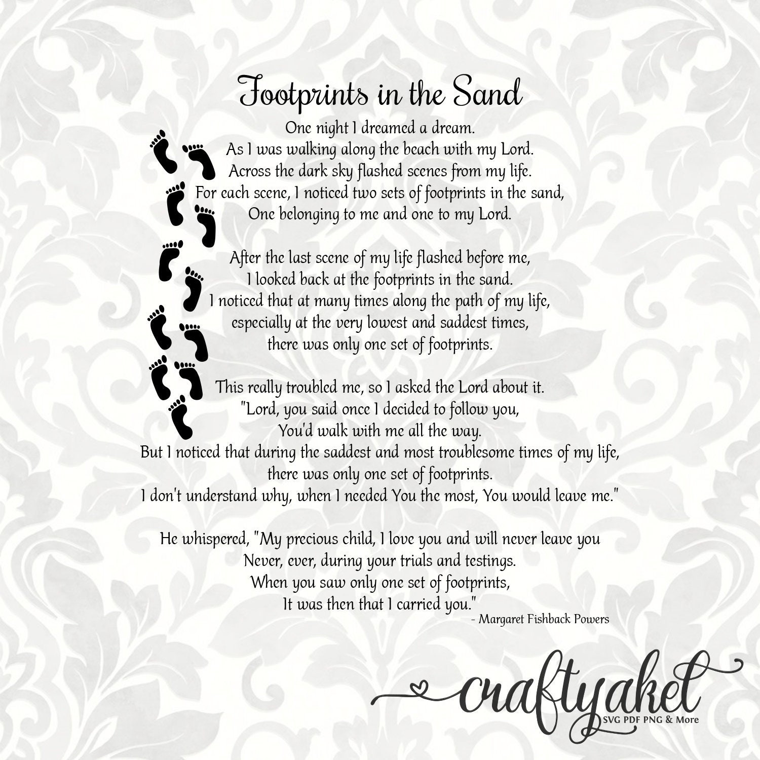 Footprints In The Sand Poem SVG PDF PNG Digital File Vector Graphic Etsy Canada