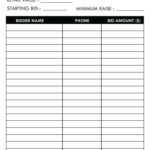 Free Printable Blank Silent Auction Bid Sheet Template PDF
