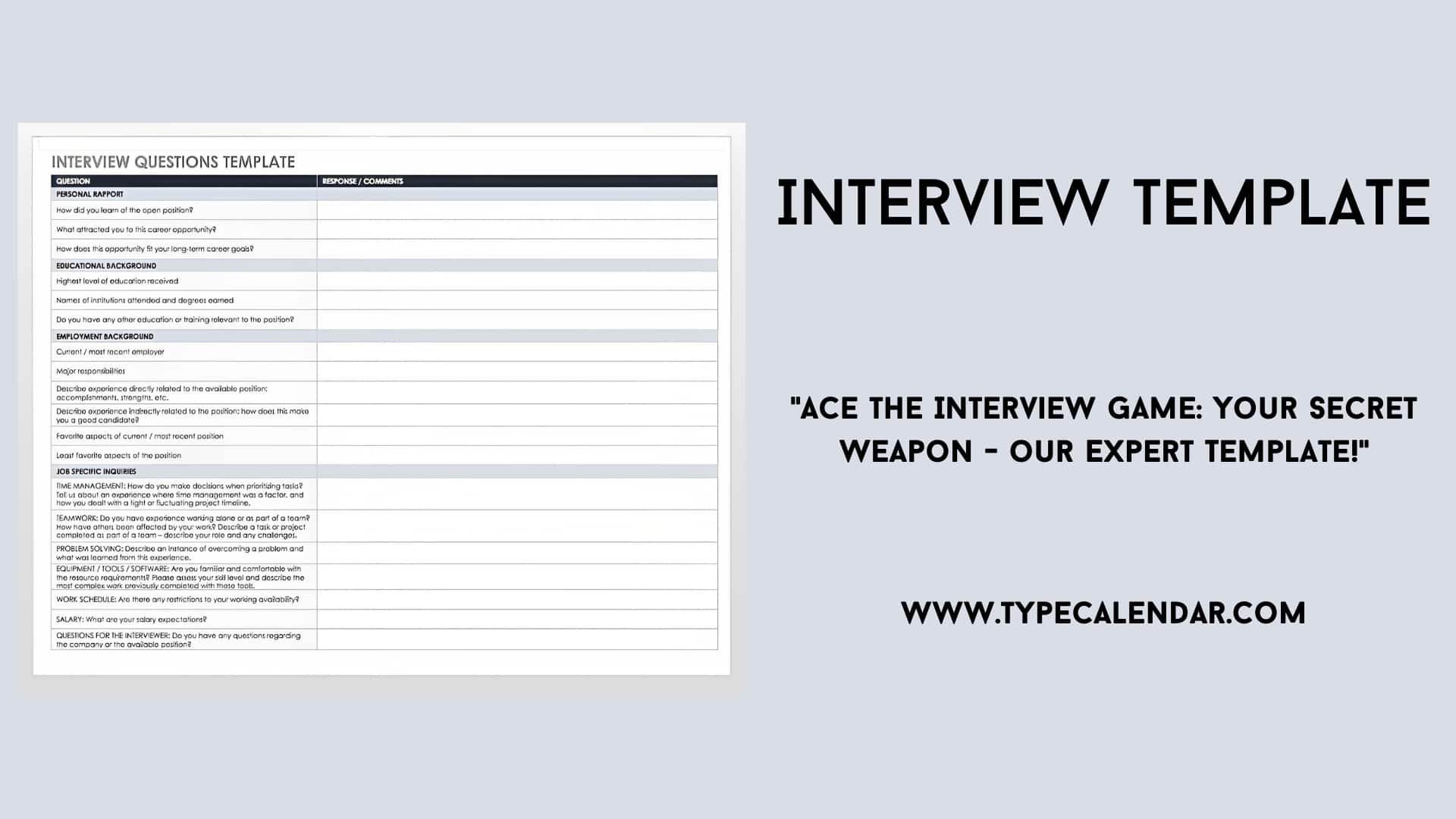 Printable Interview Questions Template