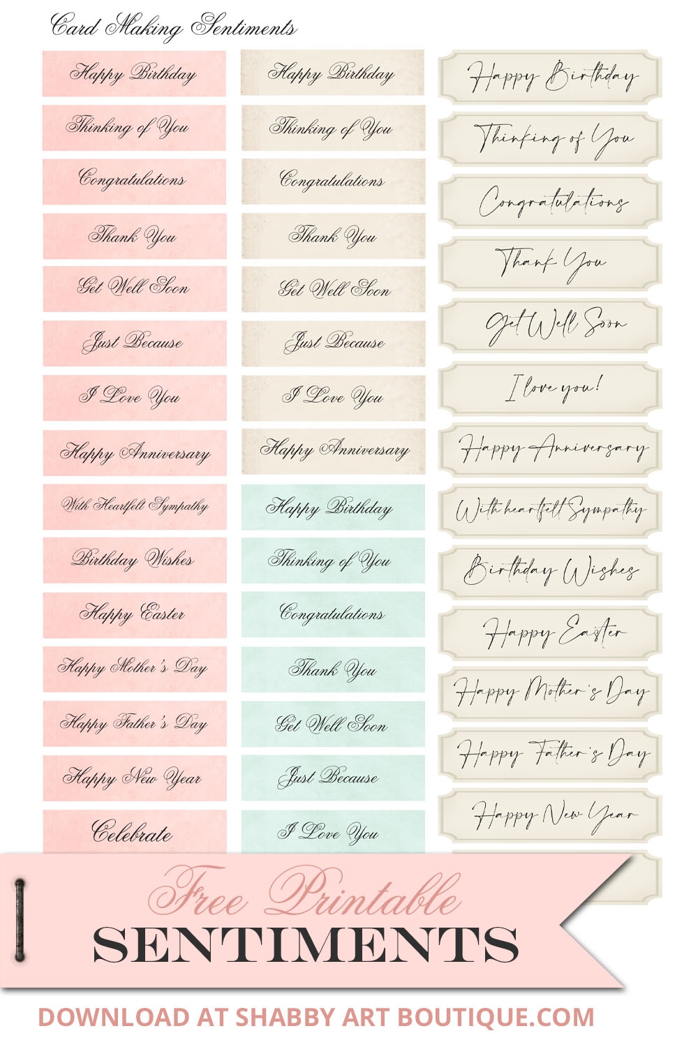 Free Printable Sentiments For Card Making Shabby Art Boutique