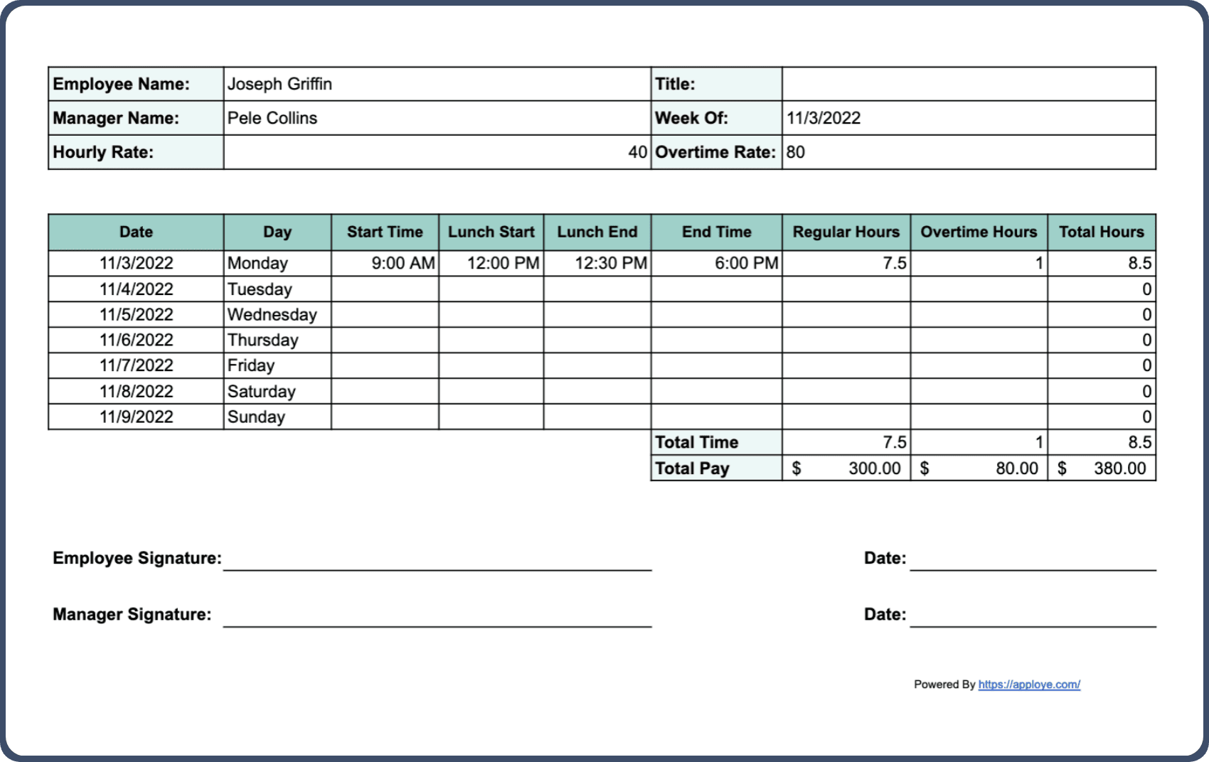 Free Printable Time Sheets Templates