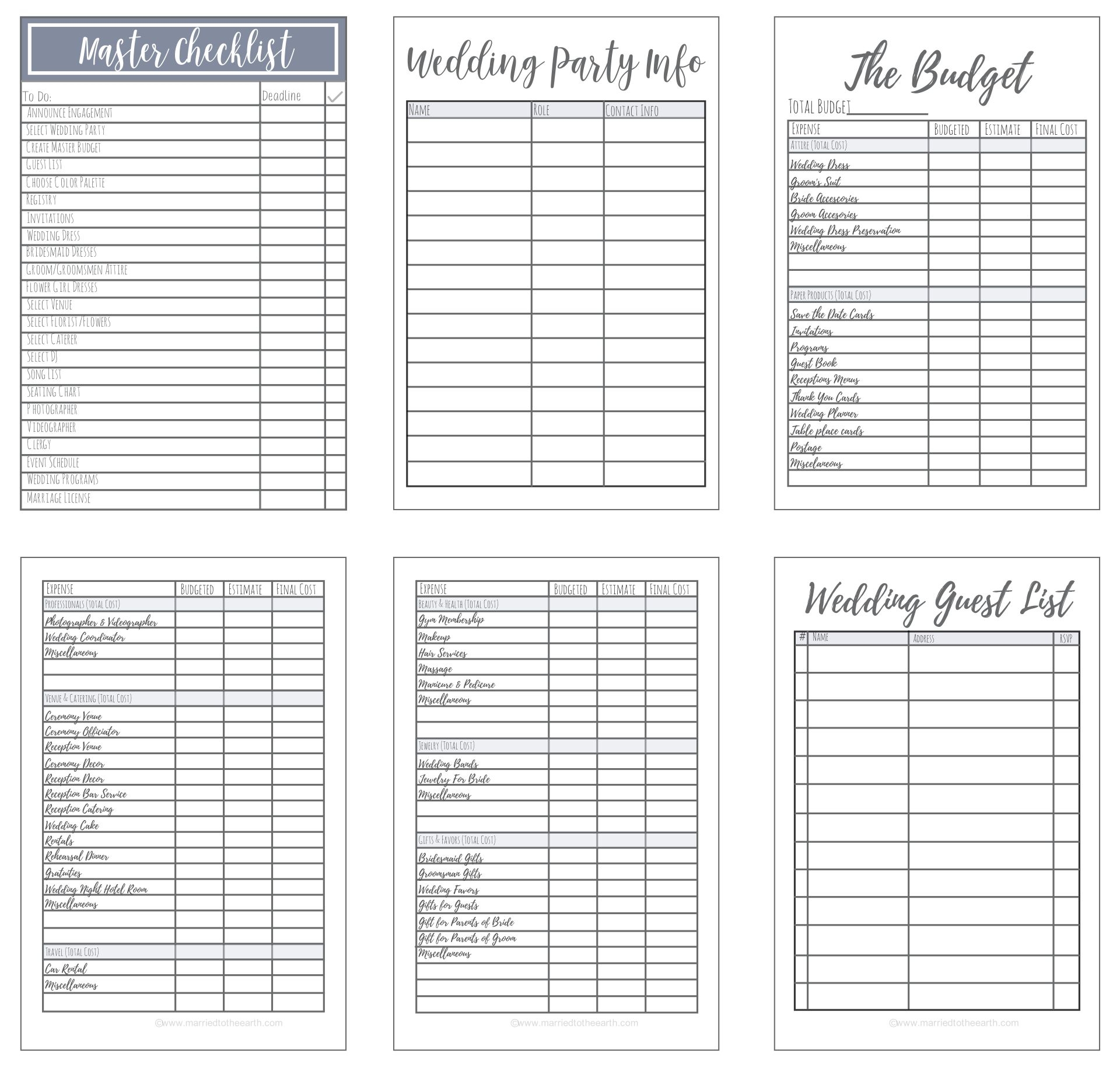 Free Printable Wedding Planner Workbook