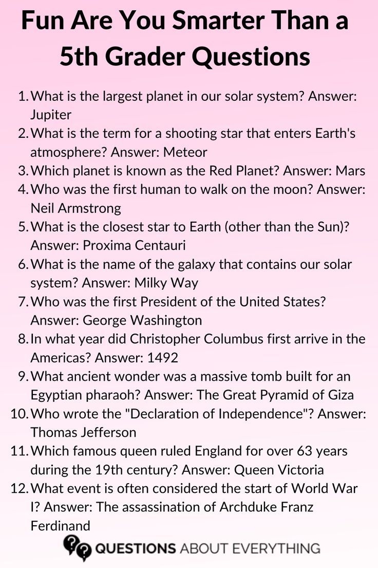 Fun Are You Smarter Than A 5th Grader Questions