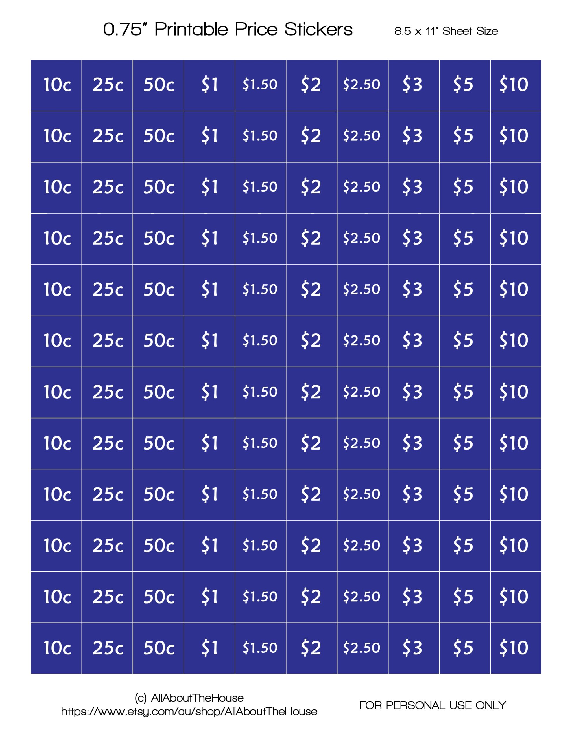 Garage Sale Price Tags Free Printable