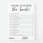 How Well Do You Know The Bride Free Printable Modern MOH