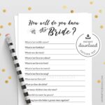How Well Do You Know The Bride Printable Game My Party Design