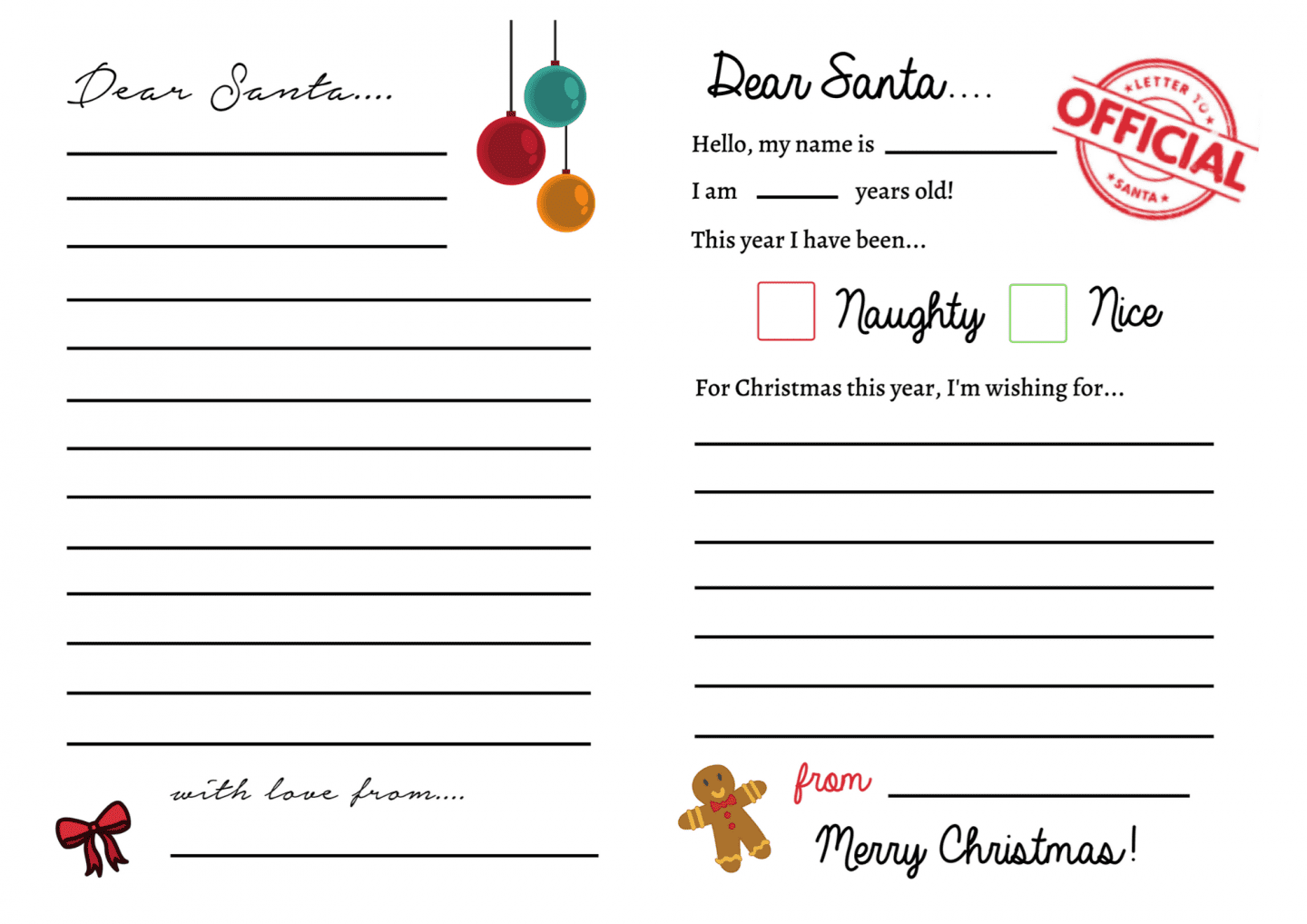 Free Printable Blank Santa Letter Template