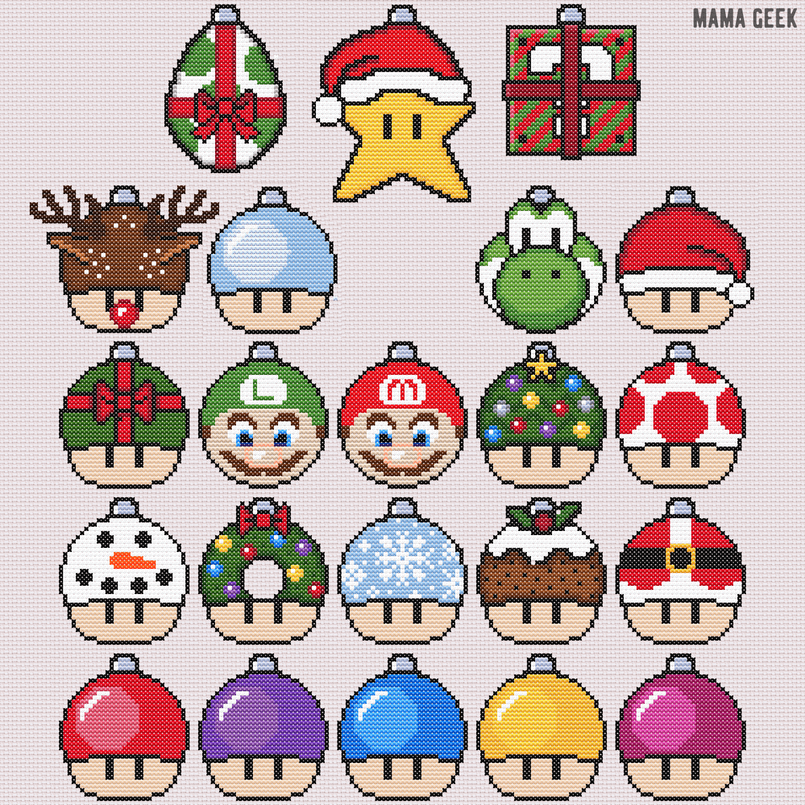 Free Printable Christmas Ornament Cross Stitch Patterns