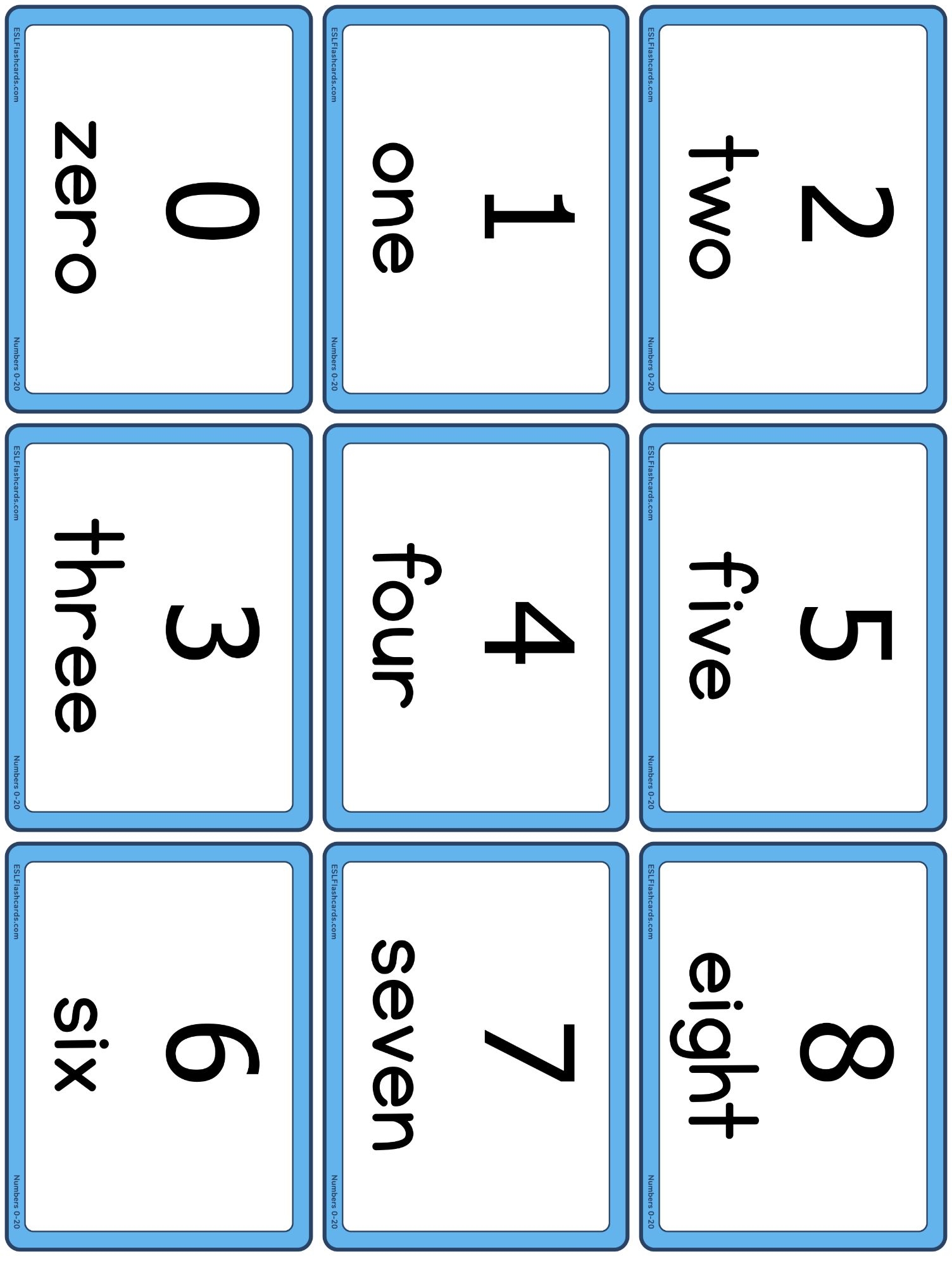 Free Printable Number Cards 1-20