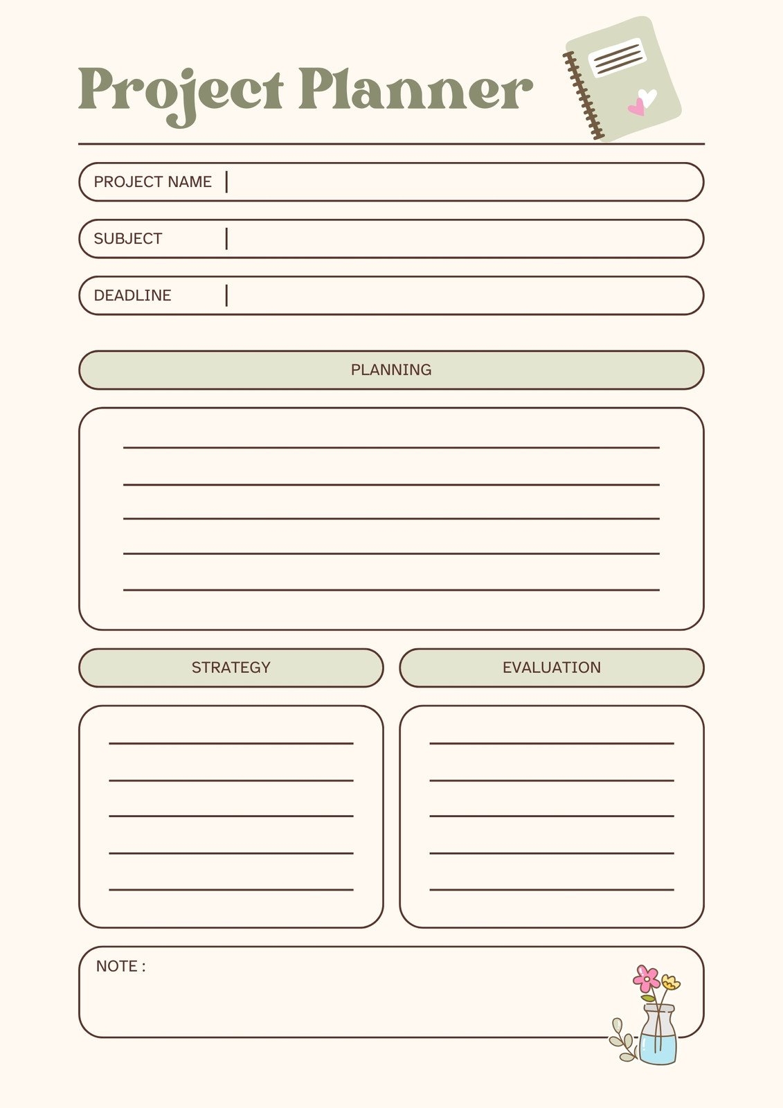 Free Printable Project Planner