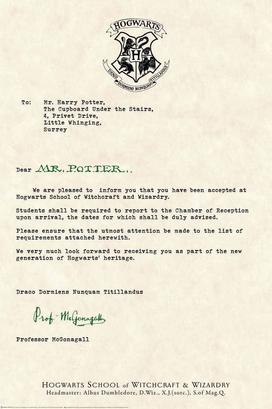 Poster Bilde Harry Potter Acceptance Letter Merchandise Europosters