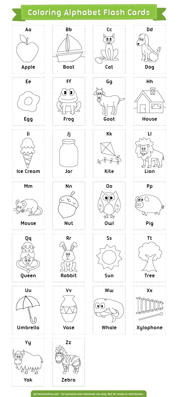 Printable Coloring Alphabet Flash Cards