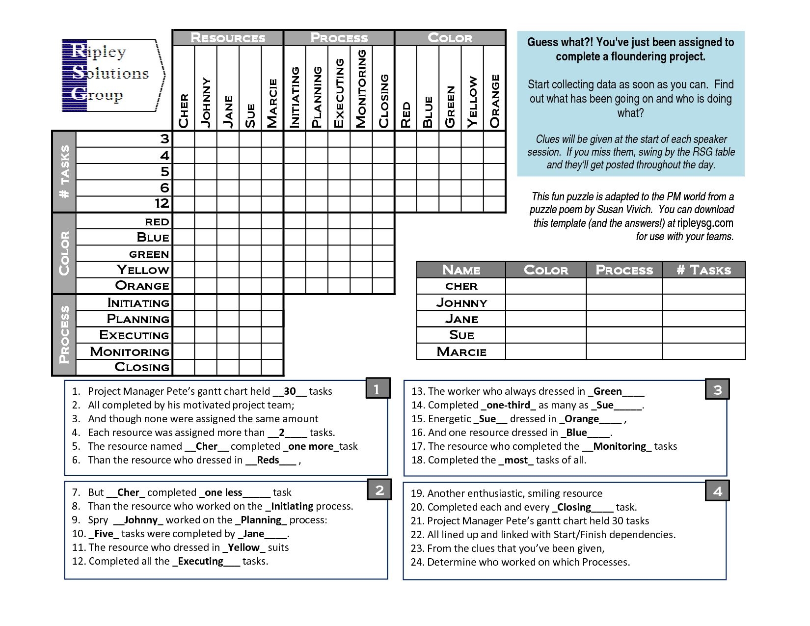 Logic Grid Puzzles Printable With Answers