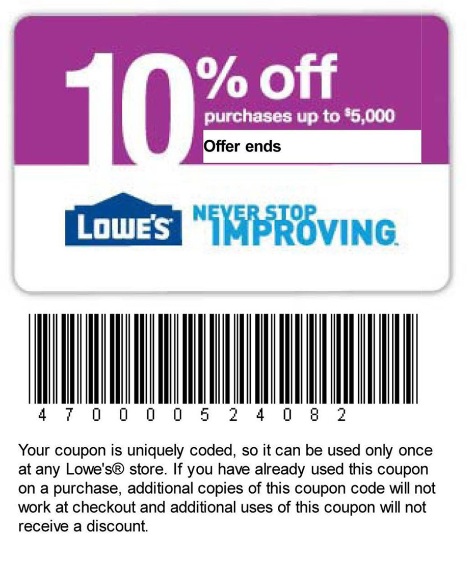 Printable Lowes Coupon 20 Off 10 Off Codes