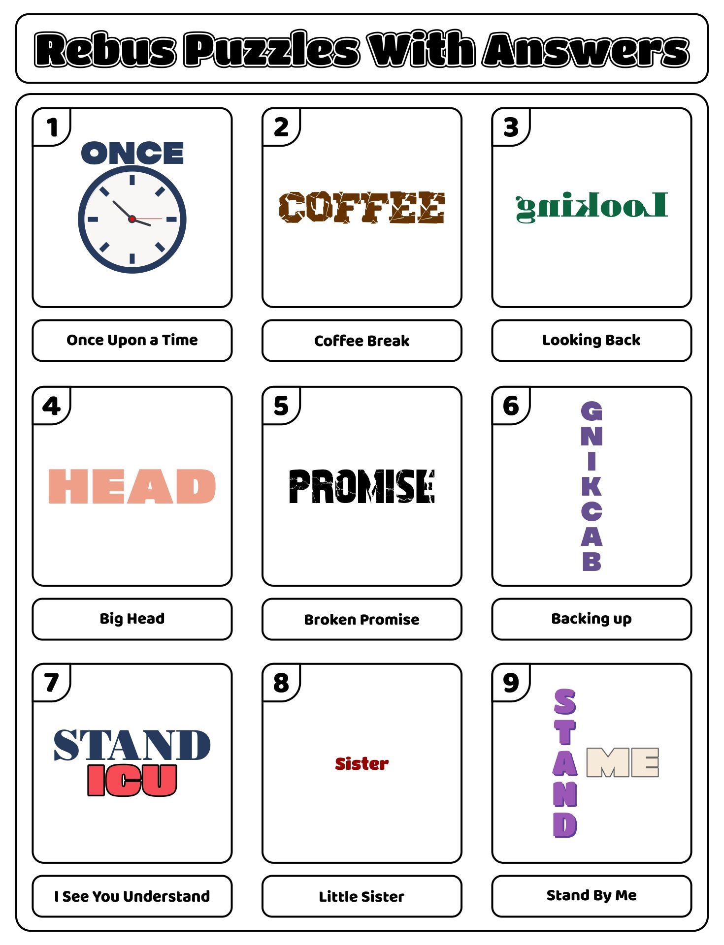 Rebus Puzzles With Answers 20 Free PDF Printables Printablee