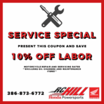 Service Coupon RC Hill Honda Powersports DeLand Florida