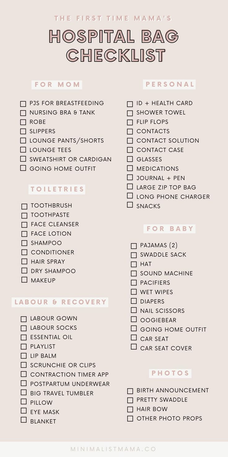 The Ultimate Hospital Bag Checklist Printable PDF 